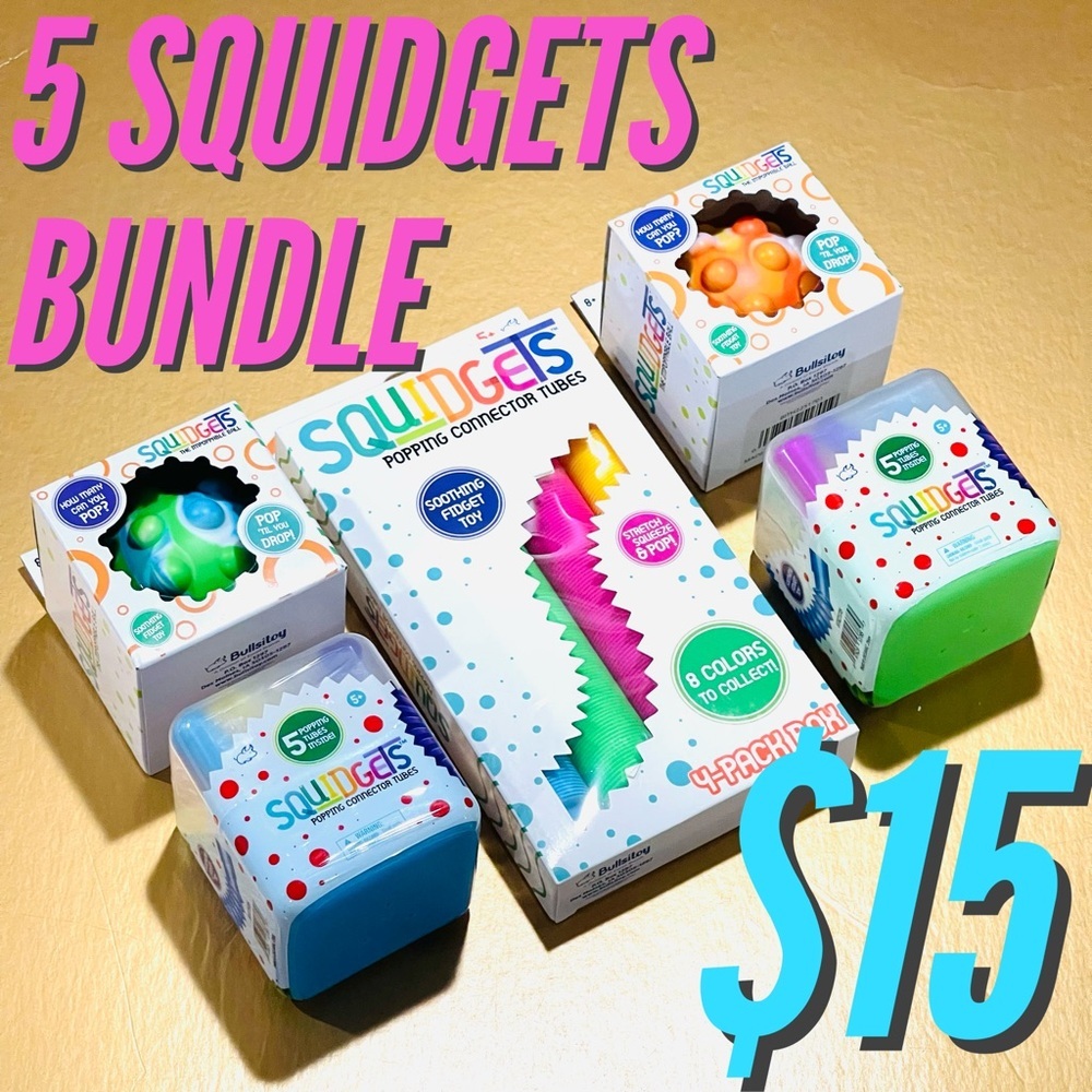 SQUIDGETS LOT OF 5 Fidget Sensory Play Toy Lot Bundle